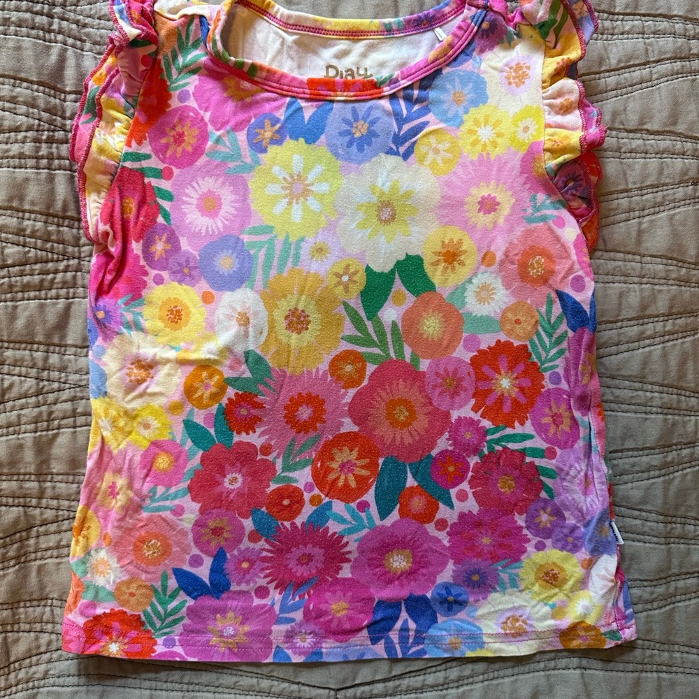 4T Little Sleepies rainbow blooms Vibrant Floral Short Sleeve Tee
